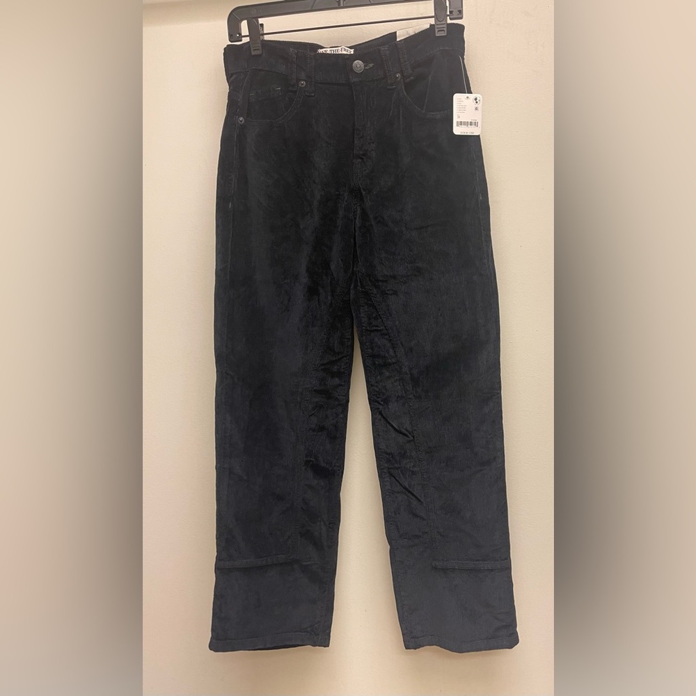 Free People Black Corduroy Risk Taker Cord Straight Jean pants size 26